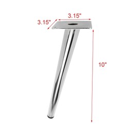 Geesatis Oblique Silver Furniture Legs Height 250 mm / 10 inch Metal Legs Cabinet Table Coffee Table Desk Decoration Legs Chrome Finished Solid Legs, with Mounting Screws, 4 Pack