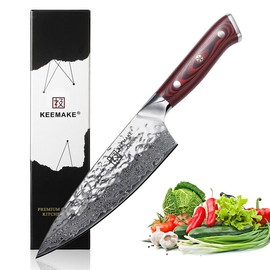 KEEMAKE 6.5 Inch Women Chef's Knife Damascus Steel Slicing Cutting Knife Kitchen
