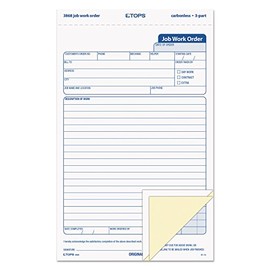 TOPS 3868 Snap-Off Job Work Order Form, 5 2/3-Inch x 8 5/8-Inch, Three-Part Carbonless, 50 Forms