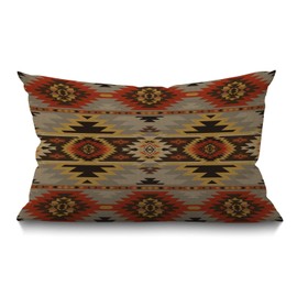BGBDEIA American Southwest Print Cushion Cover, Ethnic Aztec Geometric Pattern Boho Pillow covers, Rectangle throw pillowcase with invisible zipper for sofa & couch 30 x 50 cm(12 x 20 inch)