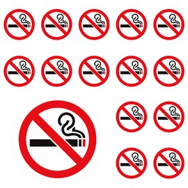 Pack of 15 Smoking Prohibited Stickers, 7.62 cm Round with UV Protection, Warning Signs for Marking Prohibition Zones, Alternative to Not Smoking Sign for Outdoor and Indoor Use, Smoking Ban Sign