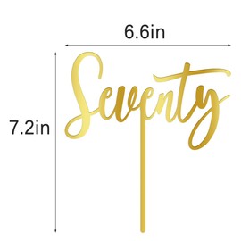 AROKIPPRY - Decoración acrílica para tartas de 70 cumpleaños, 70 cumpleaños, suministros de decoración para fiestas de cumpleaños