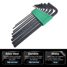 HOHXEN 8 Piece L-Type Wrench Set, Hex Long Arm L-shaped Wrench Set Allen Key Set for Bicycle Motorcycle Assembly Household DIY - 1.5 mm/2 mm/2.5 mm/3 mm/4 mm/5 mm/5.5 mm/6 mm