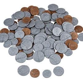 Fun Express - Plastic Play Coins - Toys - Value Toys - Play Money - 144 Pieces
