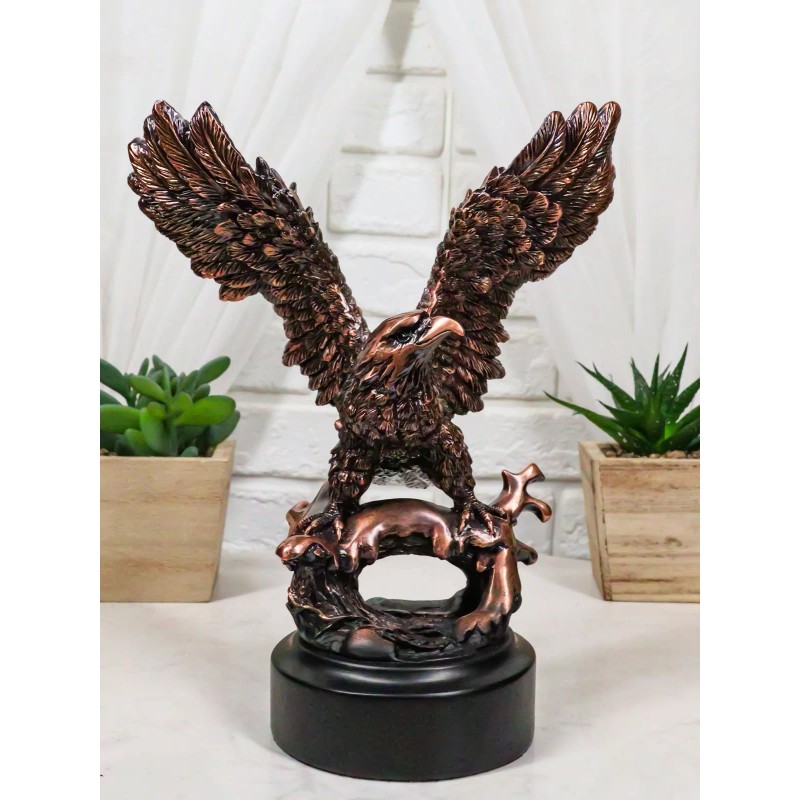 Wings Of Glory Bald Eagle Perching On Tree Bronzed Resin