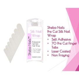 SHEBA NAILS Silk Nail Wrap Self-Adhesive Pre Cut Fingers - White, 70 Finger Tabs