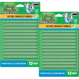 Green Gobbler Drain Cleaner & Deodorizer FRESH SCENT Sticks for Toilet Tanks, Sinks, Bathtub Drains, Washing Machine Drains and Garbage Disposals - 24 Pieces