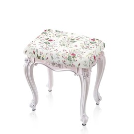 Luarisgur Floral Rectangle Stool Cover 2 Pack Bar Stool Covers Rectangle Stretch Vanity Stool Seat Covers Footstool Covers Rectangular Soft Polyester Saddle Bar Stool Covers Protector
