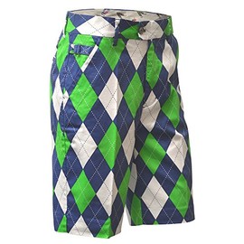 Royal & Awesome Men's Patterned Golf Shorts, Blues on The Green, 34W