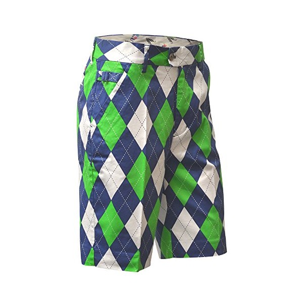 Royal & Awesome Men's Patterned Golf Shorts, Blues on The