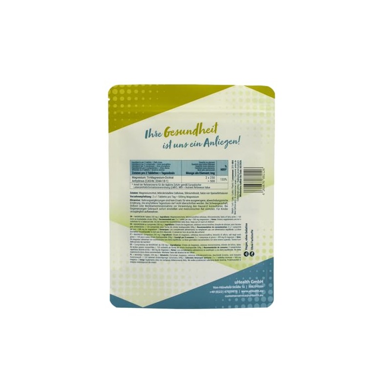 MAGNESIUM 250 mg, als bioverfügbares Citrat, vegan und frei von