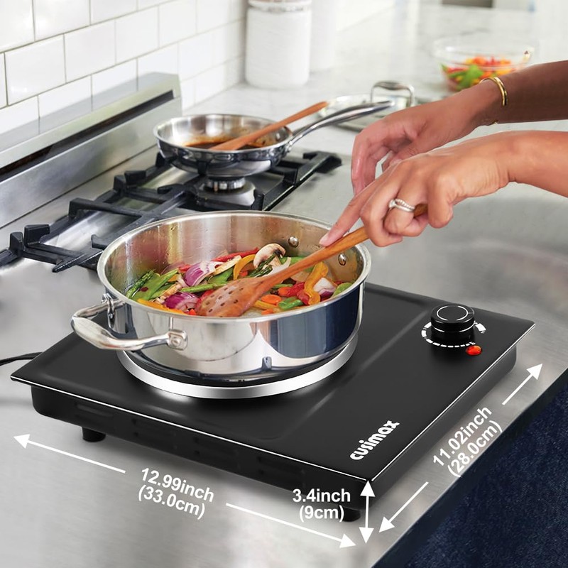 CUSIMAX Hot Plate, Single Burner Electric Cooktop, 1500W Electric Burner