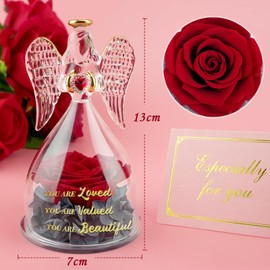 Miofula Valentines Day Gifts for Women, Inspirational Birthday Gifts for Women, Angel Figurines with Real Rose Gifts for Wife Girlfriend on Anniversary, You are Valued Beautiful Gifts for Mom Grandma