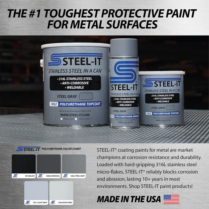 Steel-It 1051B Polyurethane Aerosol, Industrial Paint Coatings, Weldable, Easy to