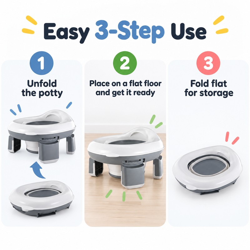 3-in-1 Foldable Kids Potty for Travel – Portable Toilet Seat