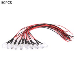 50PCS 12V 8mm Chromatic LED Lamp Beads with 20CM 26AWG Lead for Industrial Supplies(White &amp; Orange )