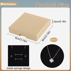 12 Pcs Jewelry Gift Boxes, 3.15 x 3.15in Cardboard Jewelry Boxes Gift Boxes, 2 Color Square Necklace Ring Earring Kraft Box Small Gift Boxes with Lids Foam for Jewelry Packaging