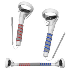 3 In 1 Upgraded VR Dual Long Stick Handle Extension Game Grips Handle Attachment for Meta/Oculus Quest 2/3 Controller Grips, Enhance Playing Saber/Golf/Baseball/Gorilla Tag VR Game Experience