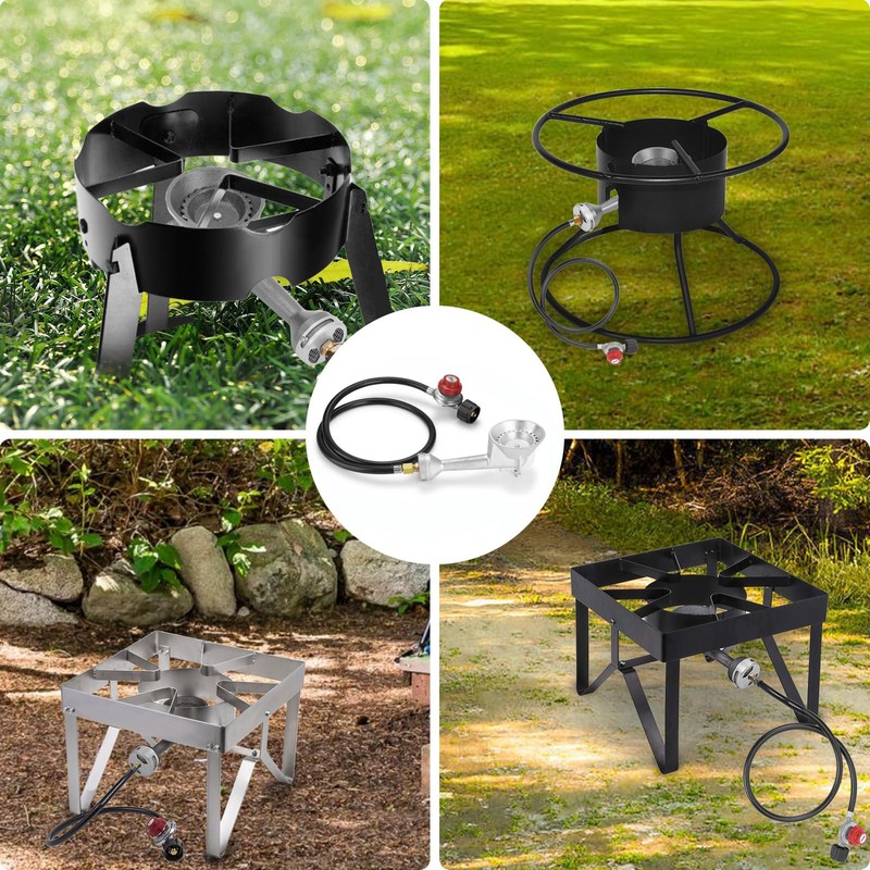 WADEO Propane Burner Head 2 PCS, High Pressure Cast-Iron Round