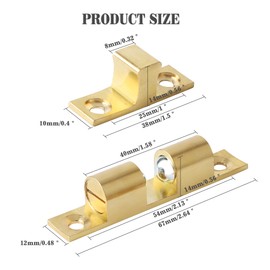 Alise Double Roller Catch Cabinet Latches,Adjustable Double Ball Tension Roller Catch Latch Brass Cabinet Door Latch,67mm Solid Brass Cabinet Latches and Catches,Pack of 4