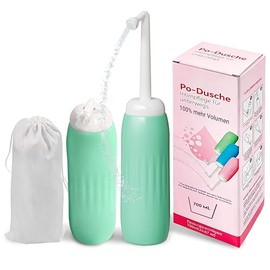 Foldable Butt Shower - 13 Holes for Stronger Water Jet, with 2 Sealing Rings, Lid, Dust Cap & Bag - Ideal as an Intimate Shower, Portable Bidet, for Travel (Mint Green, 700 ml)