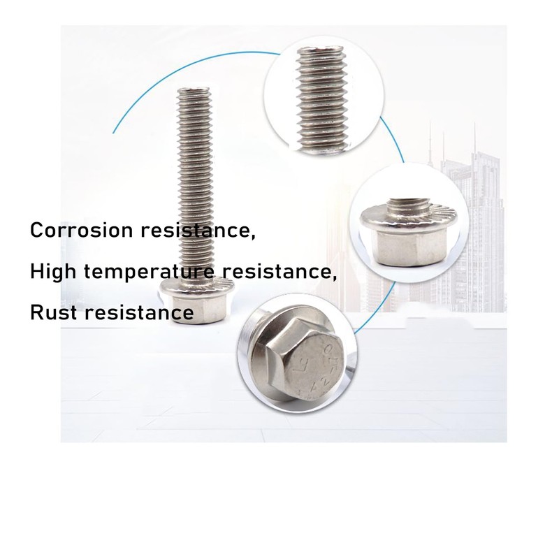 cSeao 1/4-20 x 1-1/4" Flanged Hex Head Bolts Flange Hexagon