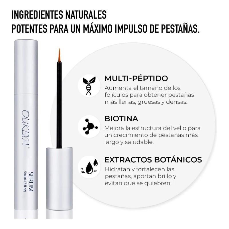 Sérum Pestañas Oukeya (paquete 3) | Péptidos Y Botánicos