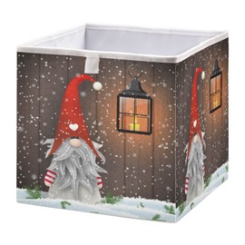 Poeticcity Christmas Eve Sweden Scandinavian Gonme Rectangular Storage Basket Bin, Collapsible Storage Box, Foldable Nursery Baskets Organizer for Toy, Clothes Easy to Assemble