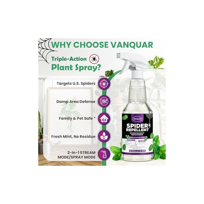 Peppermint Oil Insect & Spider Repellent Spray - All-Natural, Pet-Safe
