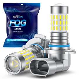 Marsauto 9145 H10 LED Fog Light Bulbs, 10,000 lumens 6000K Cool White, 48 Chips DRL Bulb, H10 Led Bulb 1:1 Mini Size 9140 9040 9045 Led Fog Lights, 360° Full Illumination(Pack of 2)
