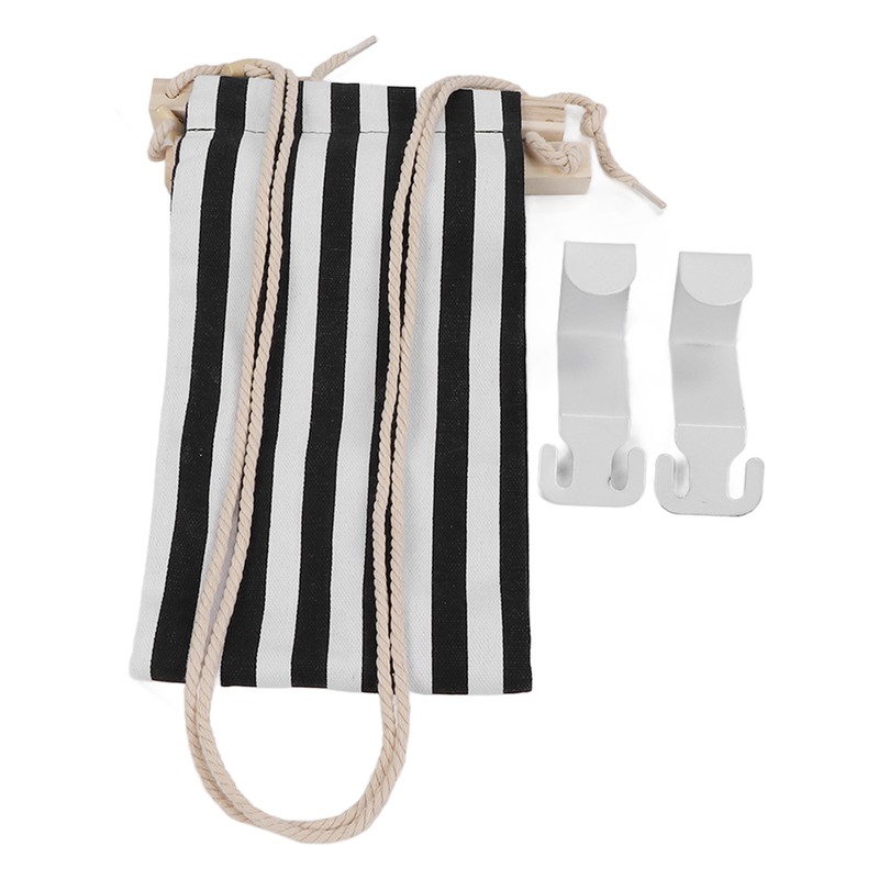 Footrest Black and White Streaks Soft Breathable Adjustable Foot Hammock