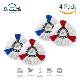 4 Pack Mop Head Replacement for Spin Mop Power Refill Easy Cleaning Microfiber Old Style Not for Blue Tank