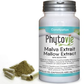 Mallow Extract Malva 450mg 90 Capsules Colon Cleanse, Stool Softener and Constipation Relief 