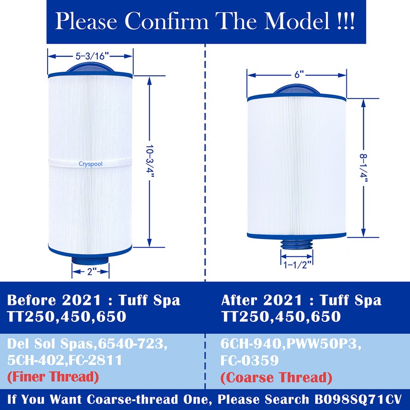 Cryspool® 05033 Filter Compatible with Tuff Spa Filter, Del Sol