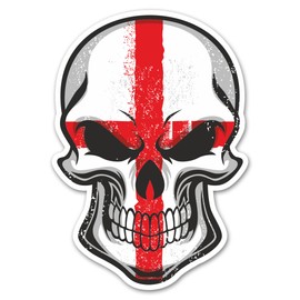 2 x Glossy Vinyl Stickers - England Flag Skull Funny Laptop Decal #0104 (As Shown.)