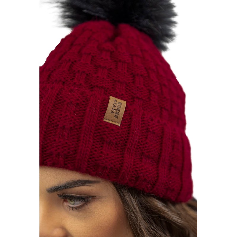 Vivisence Winter Womens Elegant Winter Hat with Pom Pom Soft