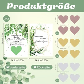 RAFIYU Pack of 24 Scratch Cards, Wedding Gift "Together Through Your 1st Year, 12 Scratch Cards as Vouchers for Bride Groom, Wedding Game for the Bride and Groom, with 12 Heart-Shaped Scratch Films