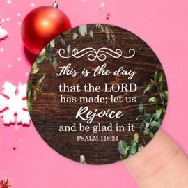 4" Round Label Stickers 100pcs This is The Day That The Lord Has Made; Let Us Rejoice and Be Glad in It Quotes Label Decals for Boxes Laptop Envelope Seal Jar Water Bottles Christmas Cards