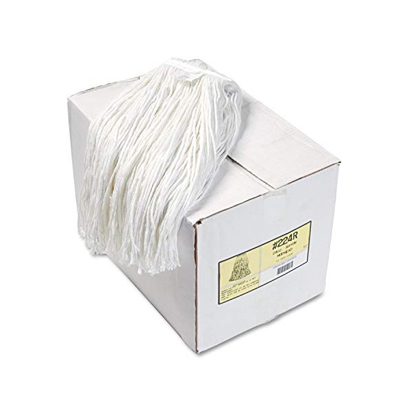 UNISAN 224RCT Premium Cut-End Wet Mop Heads, Rayon, 24oz, White, 12/Carton