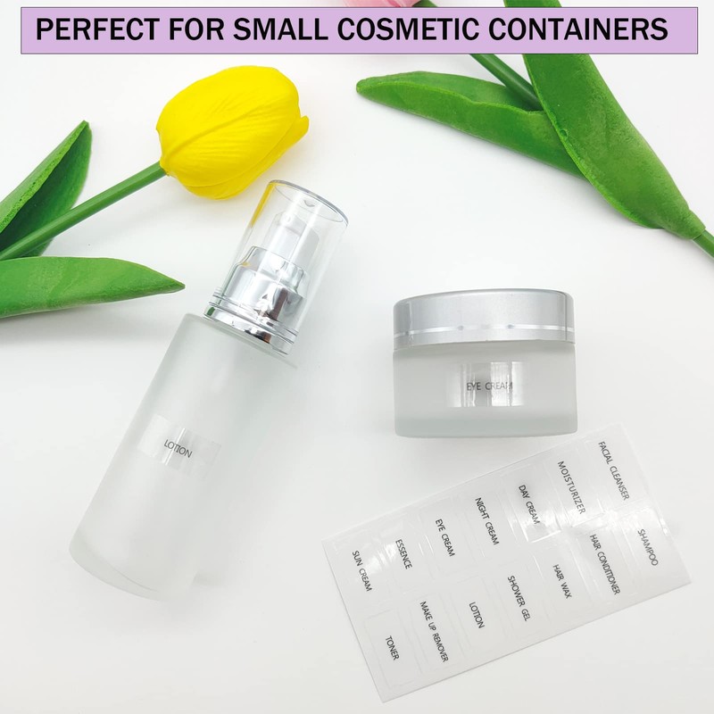 280pcs Waterproof Labels for Bottles Small Cosmetic Labels Clear Bathroom