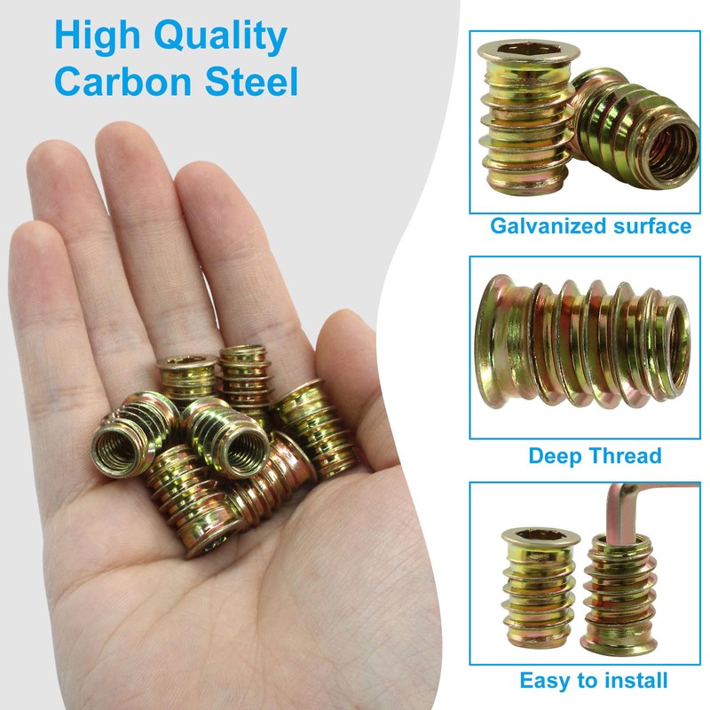 Moicstiy 30 Pcs 5/16"-18 x 20mm Threaded Inserts for Wood,