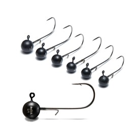 Nako 200% Sensitive Tungsten Ball Jig Heads - No Chip Black - Tungsten Fishing Jig Heads (1/4 oz - #3/0 Hook - 5 Pack) - Crappie Jig Heads
