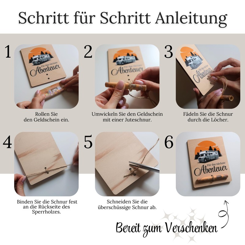 ZUKLA® Wunscherfüller Geldgeschenk Holz 13 x 10 cm - Verpackung