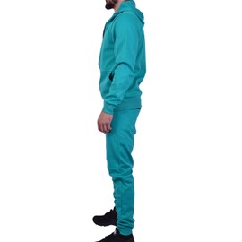 Riflessi Men's Athletic Sports Casual 2 Piece Solid Color Tracksuit Hoodie Jogger Pants Sweatsuit Set (Turquoise, 2XL)