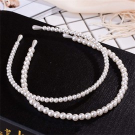 Aoxmas 2 Pack Pearl Headbands for Women – Simple Design Hair Accessories for Wedding, Party, Bridal, Birthday Gift