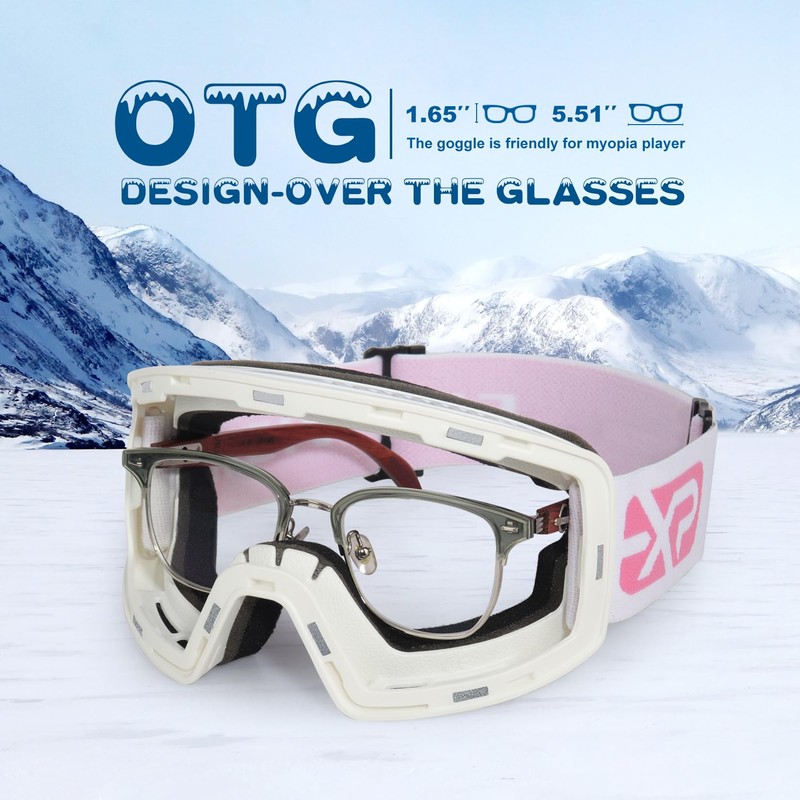 EXP VISION Ski/Snowboard Goggles, Magnetic Lens Snow Goggles with Anti-Fog