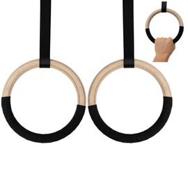 Gym Rings/Flying Rings - 2-in-1 Multifunctional Trapeze Swing with Wooden Rings - Trapeze for Hanging - Supports up to 100 kg - 100% Eco and Made in the EU