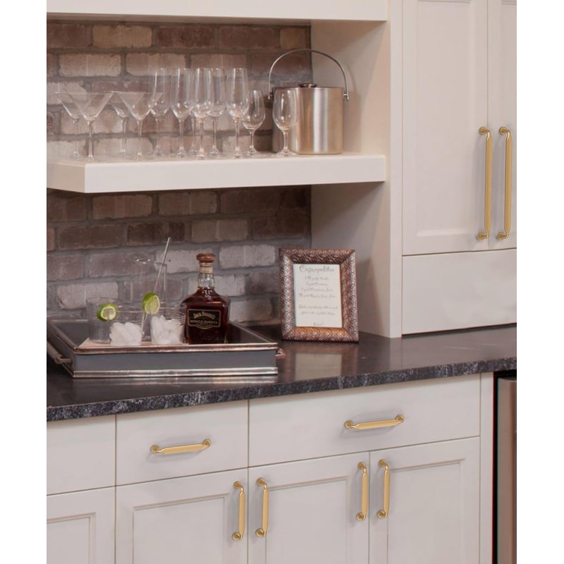 Amerdeco 10 Pack Champagne Bronze Cabinet Pulls 6.3 Inch(160mm) Hole