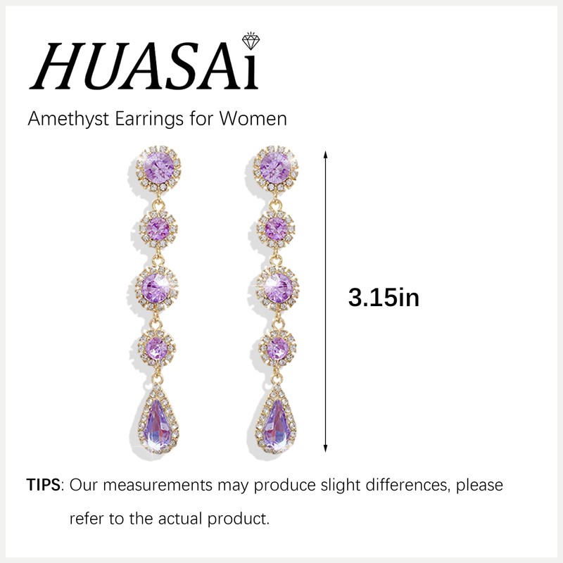 Amethyst Earrings for Women Rhinestone Earrings for Her February Birthstone