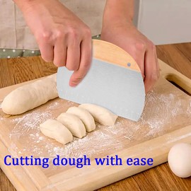 Kichwit 304 Stainless Steel Grill Scraper with Wood Handle, Pizza Dough Cutter, Multi-Purpose, 1 Pack